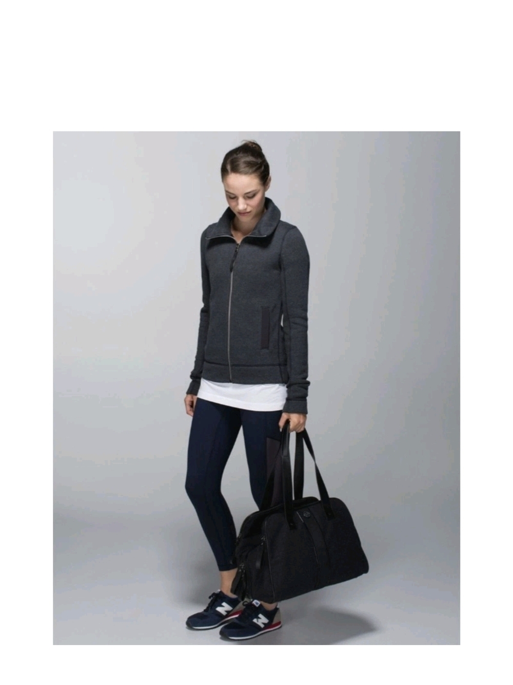Lululemon En Route Jacket Size 8 Heathered Black Gray Full Zip Hooded